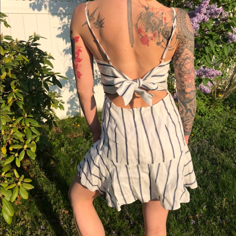 Blue and white dress
